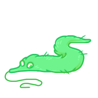 Green Worm on a string